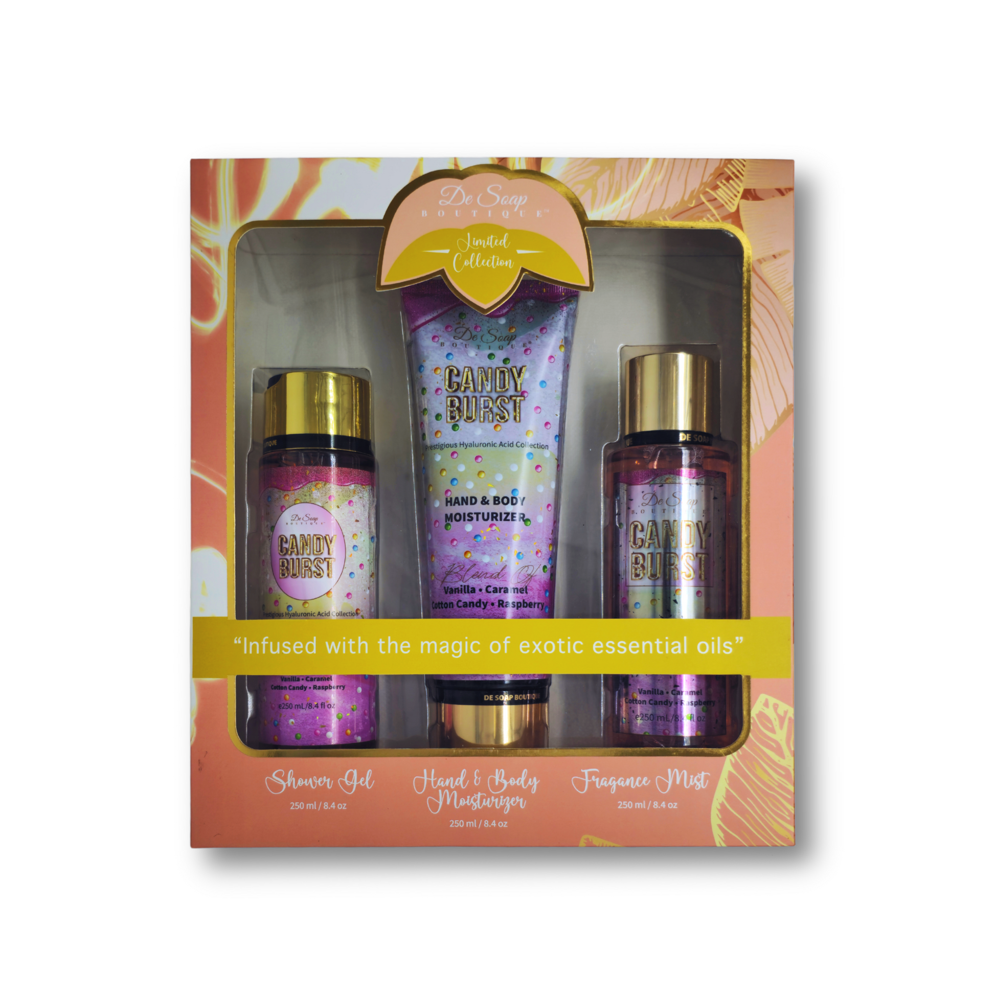 Set de 3 pzs. Caramelo y algodón de azúcar De Soap Boutique MX