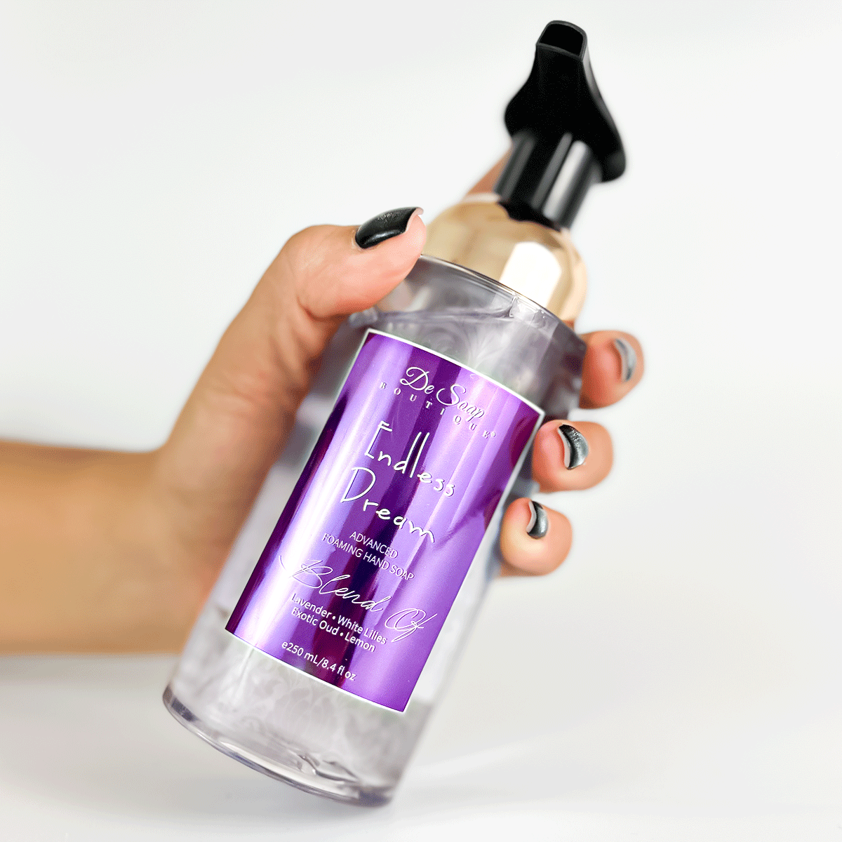 Jabón para manos en espuma Lavanda y lirios blancos De Soap Boutique MX